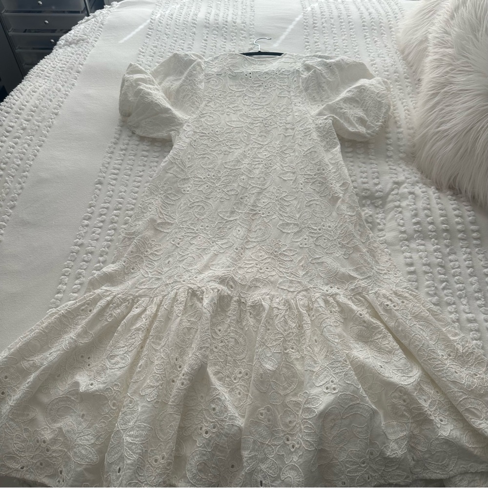 Zara White Eyelet Midi Dress - Picture 10 of 16